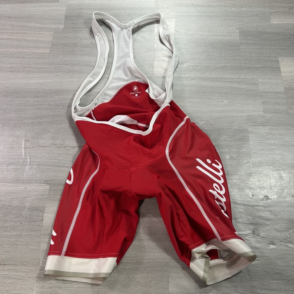 Castelli Cycling Bib Shorts Mens XL Red White Padded Mesh El Salvador Chamois